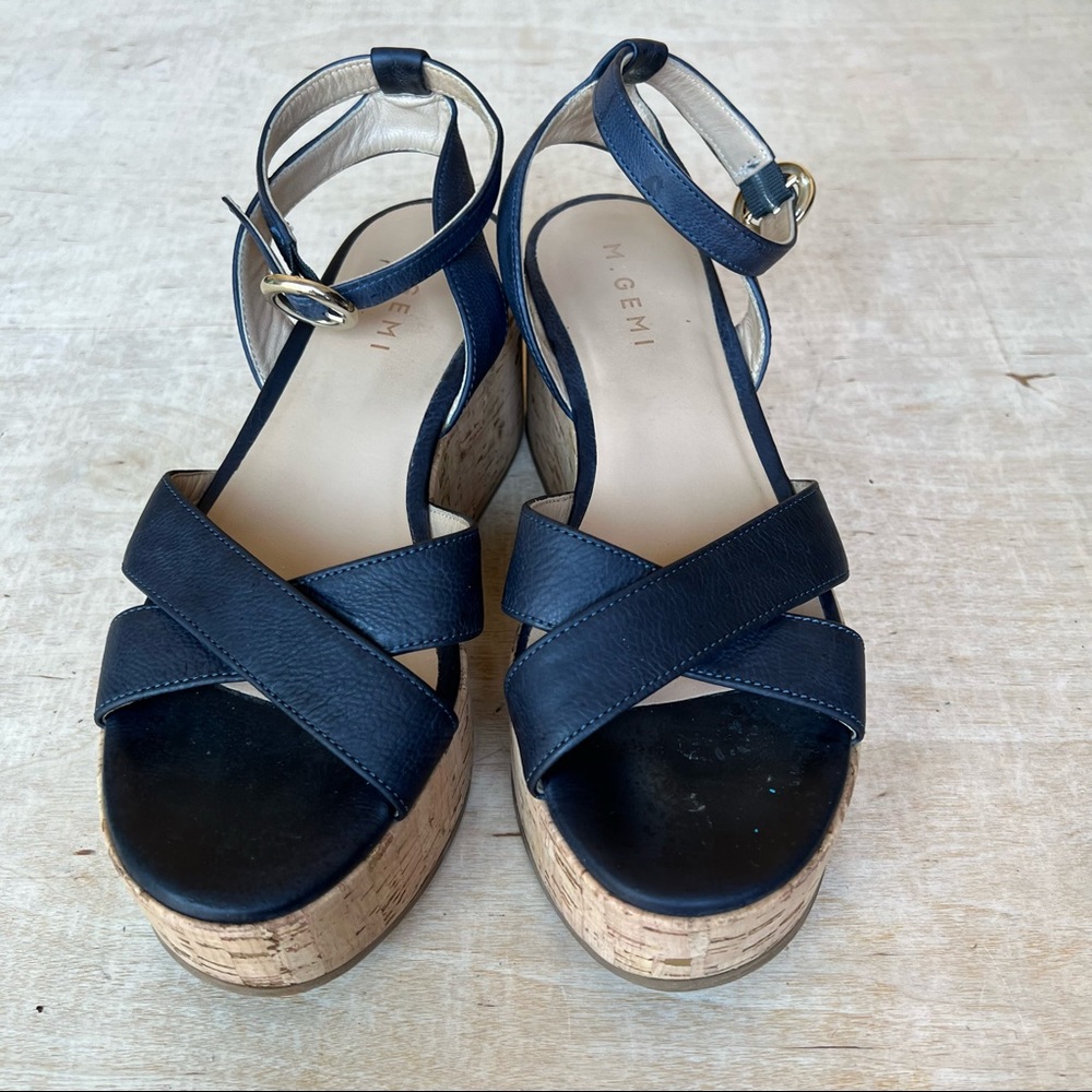 M.Gemi The Animato platform wedge sandals navy size 38